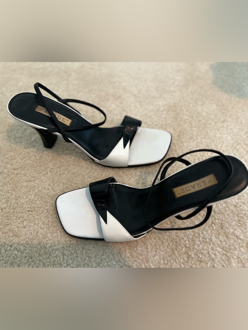 Parade Two-Tone Black and White Strappy Heeled Sandals